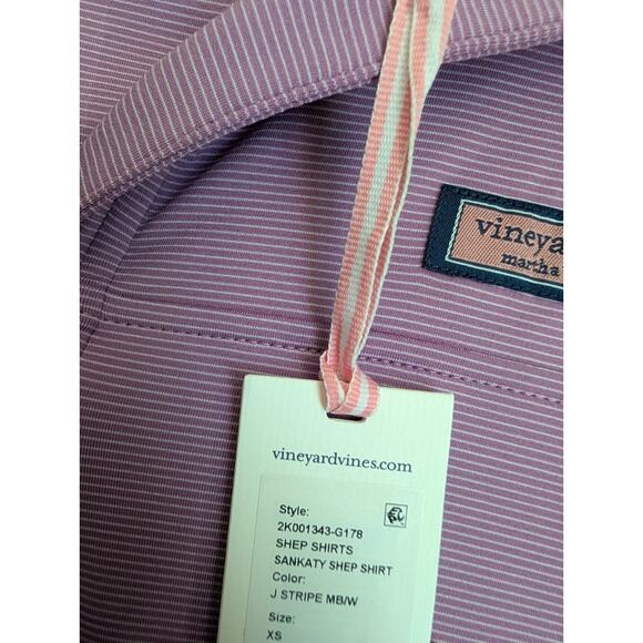 Vineyard Vines Sankaty Shep Shirt Womens XS Pink Striped Long Sleeve 1/4 Zip NWT - Picture 3 of 5